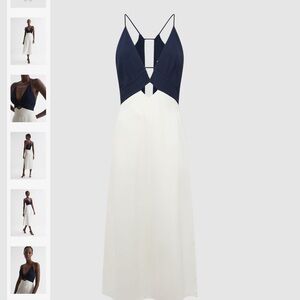 Reiss beautiful dress colorblock navy blue and white